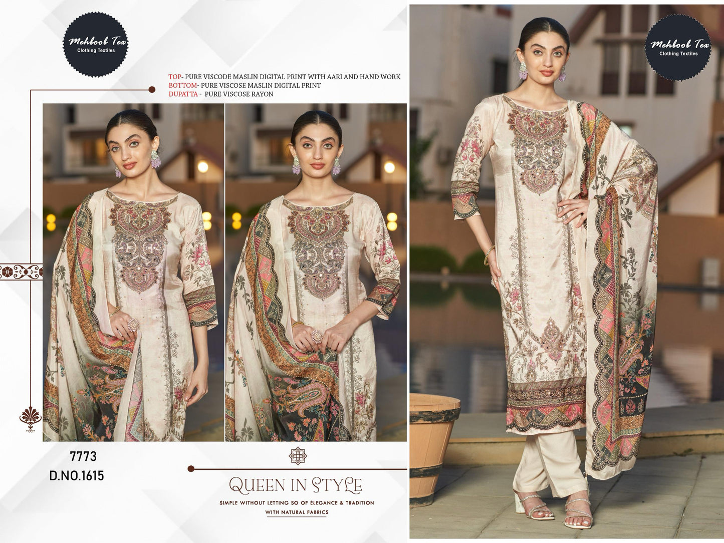 1615 Mehboob Tex Handwork Pakistani Salwar Suits