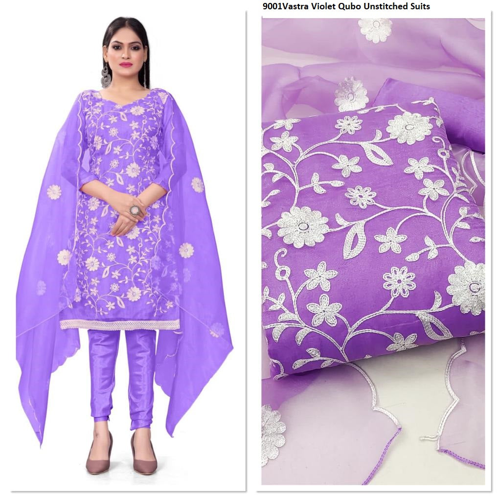 9001Vastra Violet Qubo Unstitched Suits
