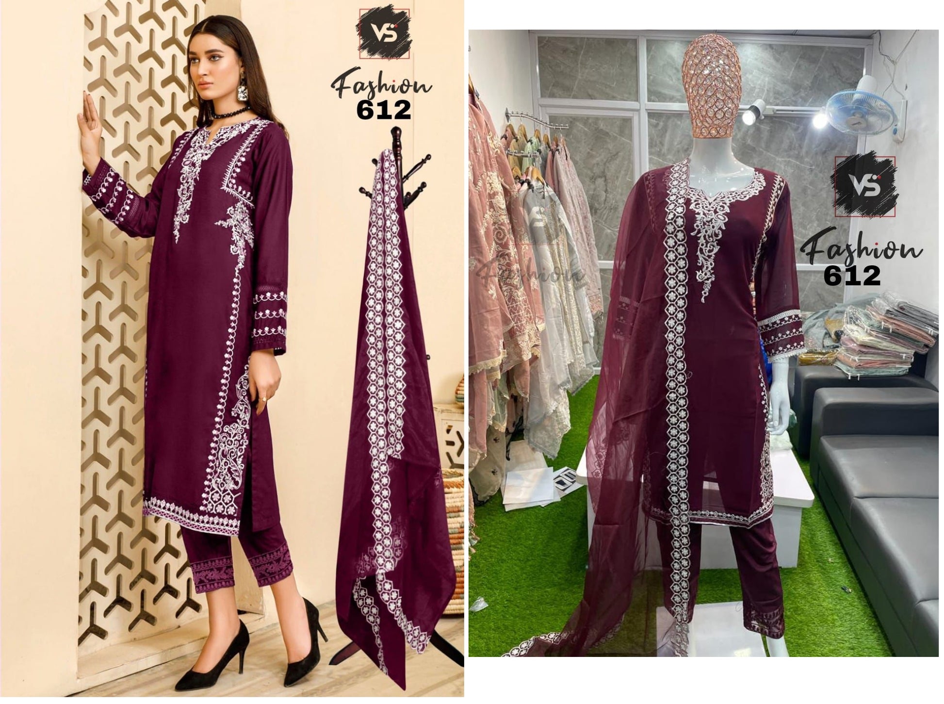 612Wine Vs Fashion Pakistani Readymade Suits