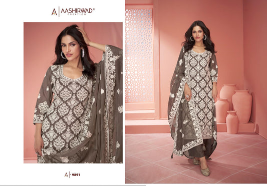 9891 Raabta Aashirwad Creation Unstitched Suits