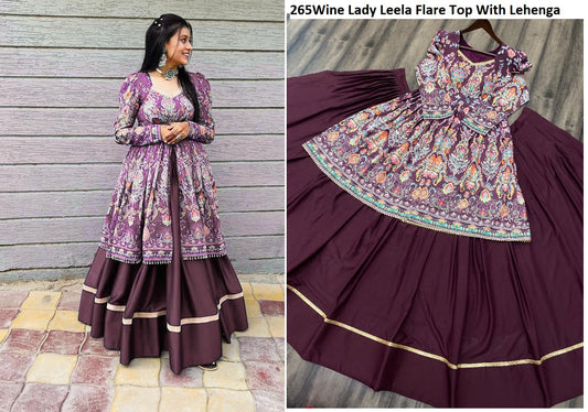 265Wine Lady Leela Flare Top With Lehenga