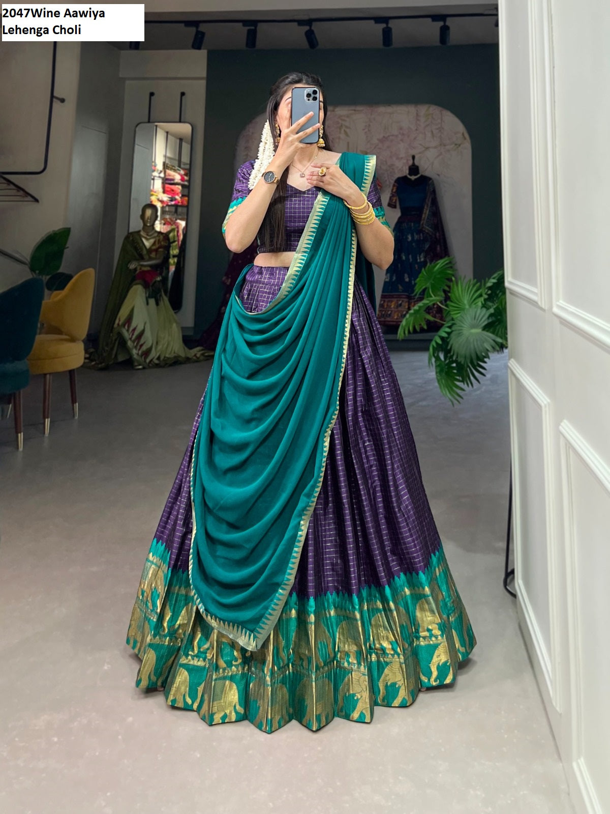 2047Wine Aawiya Lehenga Choli