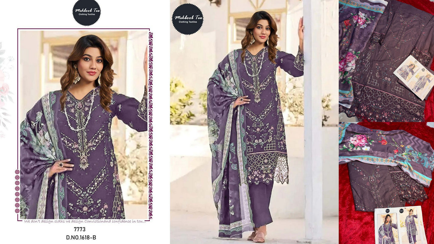 1618-B Mehboob Tex Pure Cotton Pakistani Salwar Suits