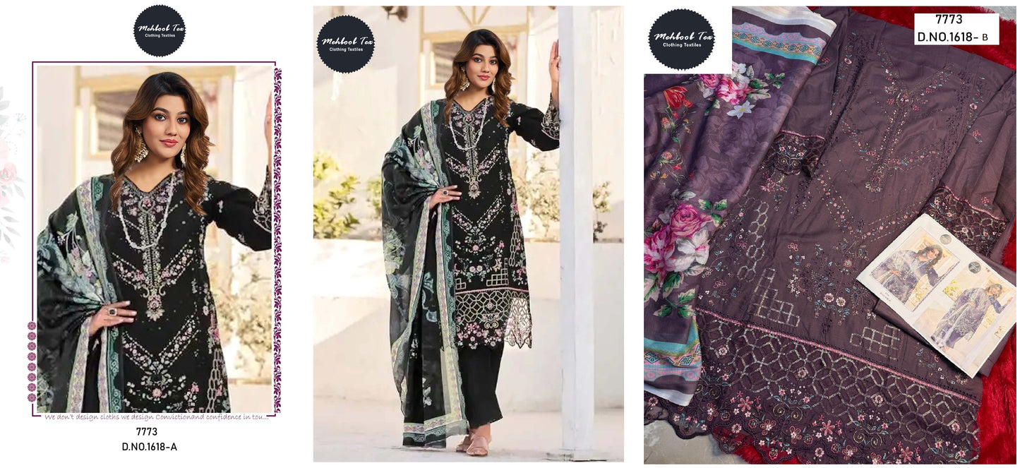 1618 A Ombre Lawn Collection 2025 Vol 7 Mehboob Tex Embroidery Pakistani Salwar Suits