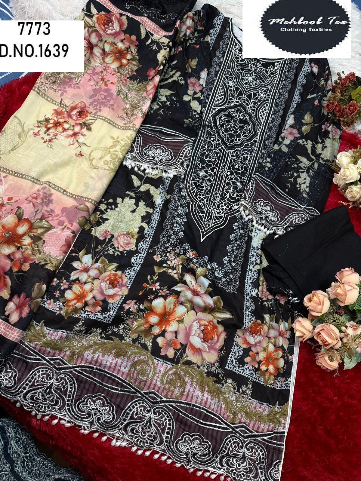 1639 Mehboob Tex Embroidery Pakistani Patch Suits