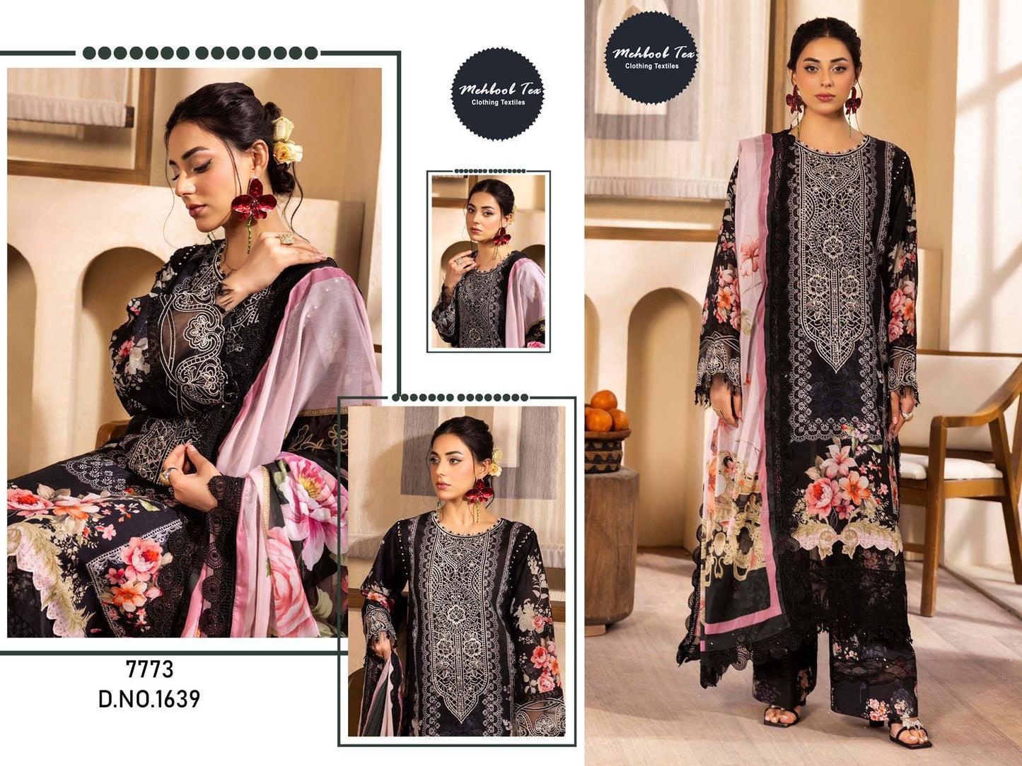 1639 Mehboob Tex Embroidery Pakistani Patch Suits