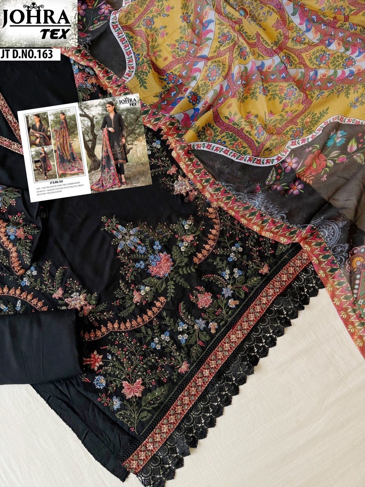 163 Black Johra Tex Viscose Rayon Pakistani Salwar Suits