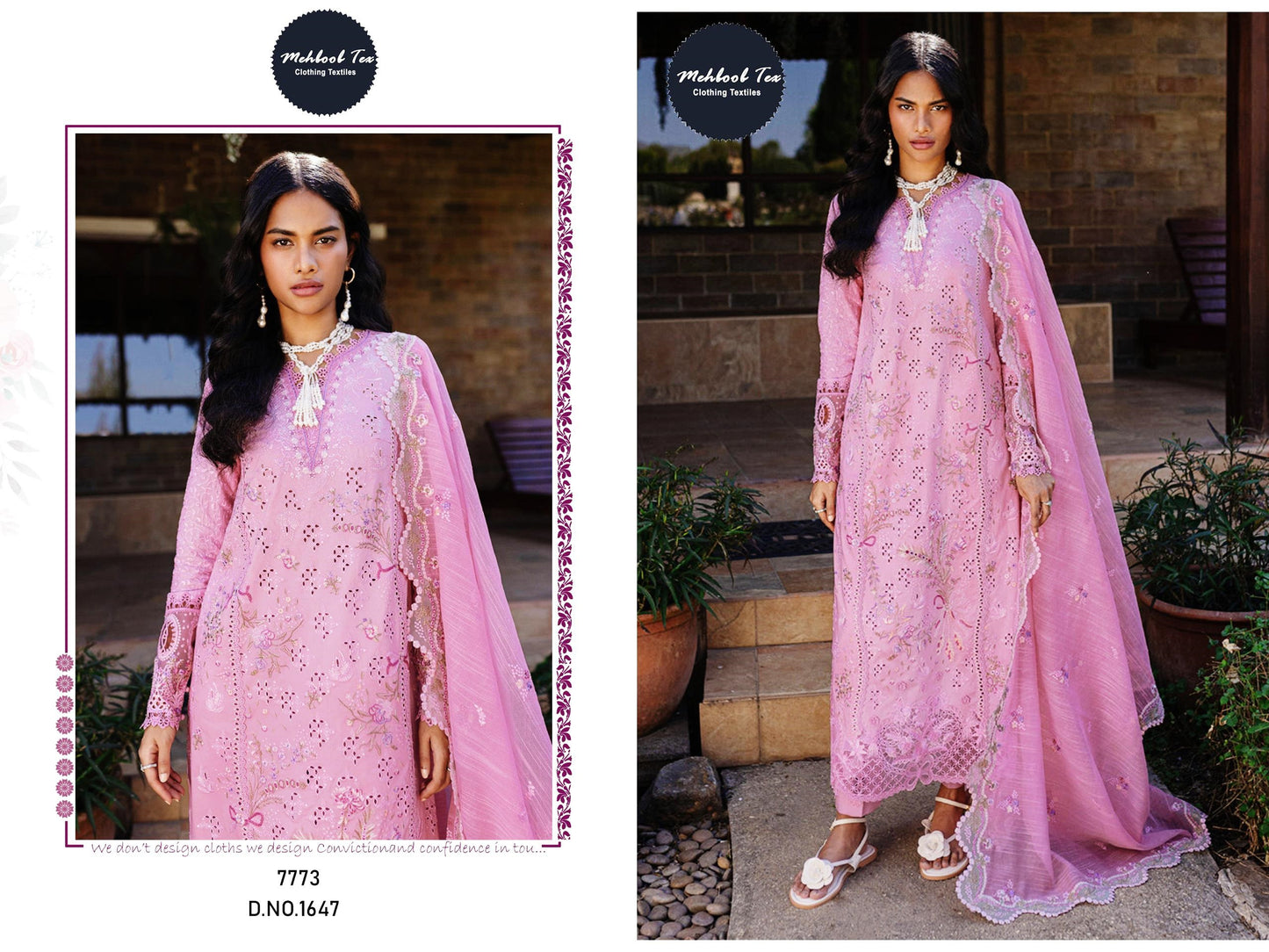 1647 Pink Mehboob Tex Embroidery Pakistani Salwar Suits