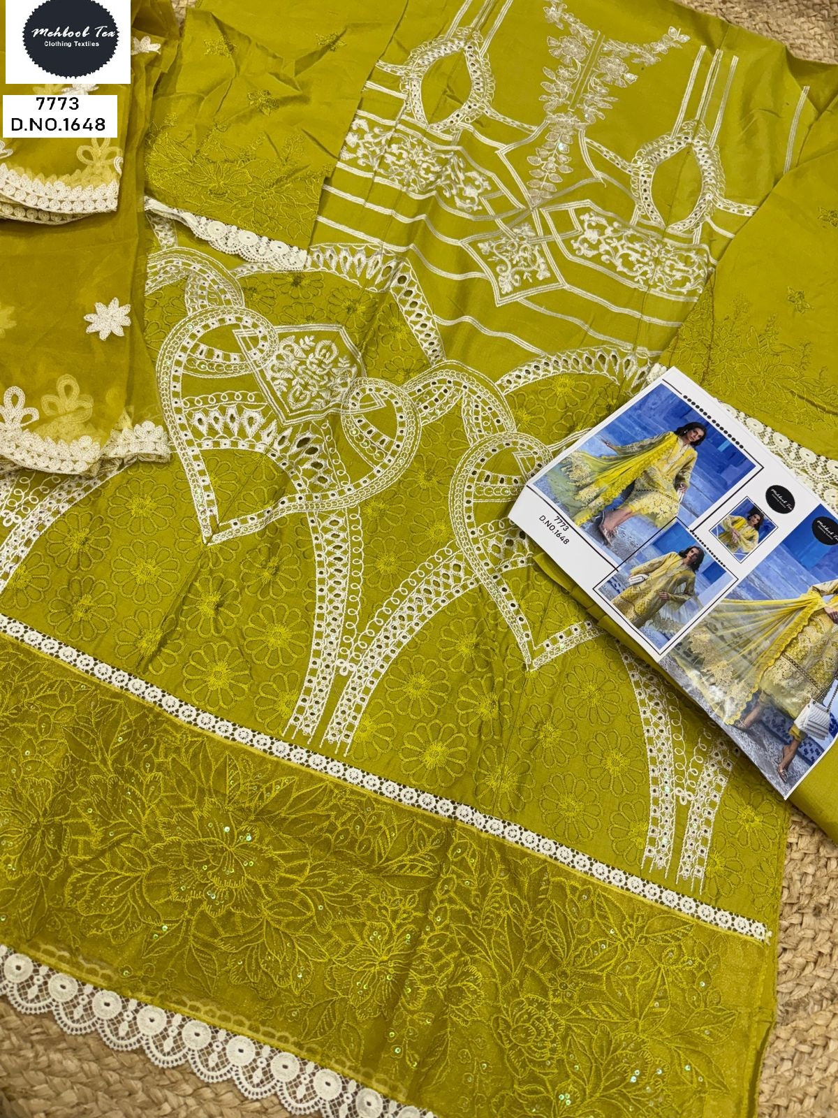 1648 Yellow Mehboob Tex Embroidery Pakistani Salwar Suits