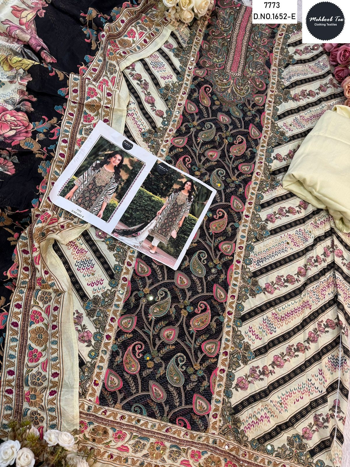 1652-E Mehboob Tex Pure Muslin Pakistani Salwar Suits