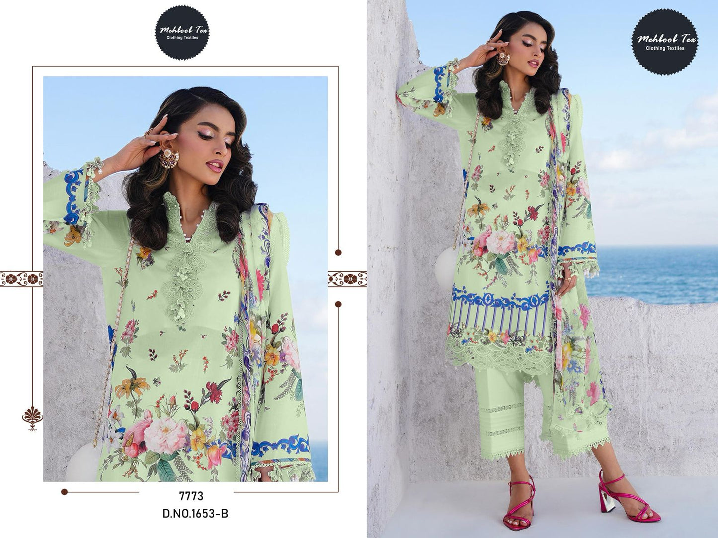 1653-B Mehboob Tex Printed Pakistani Patch Suits