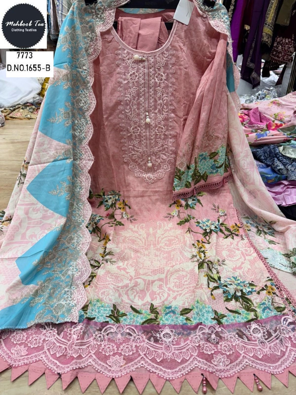 1655-B Mehboob Tex Lawn Cotton Pakistani Readymade Suits