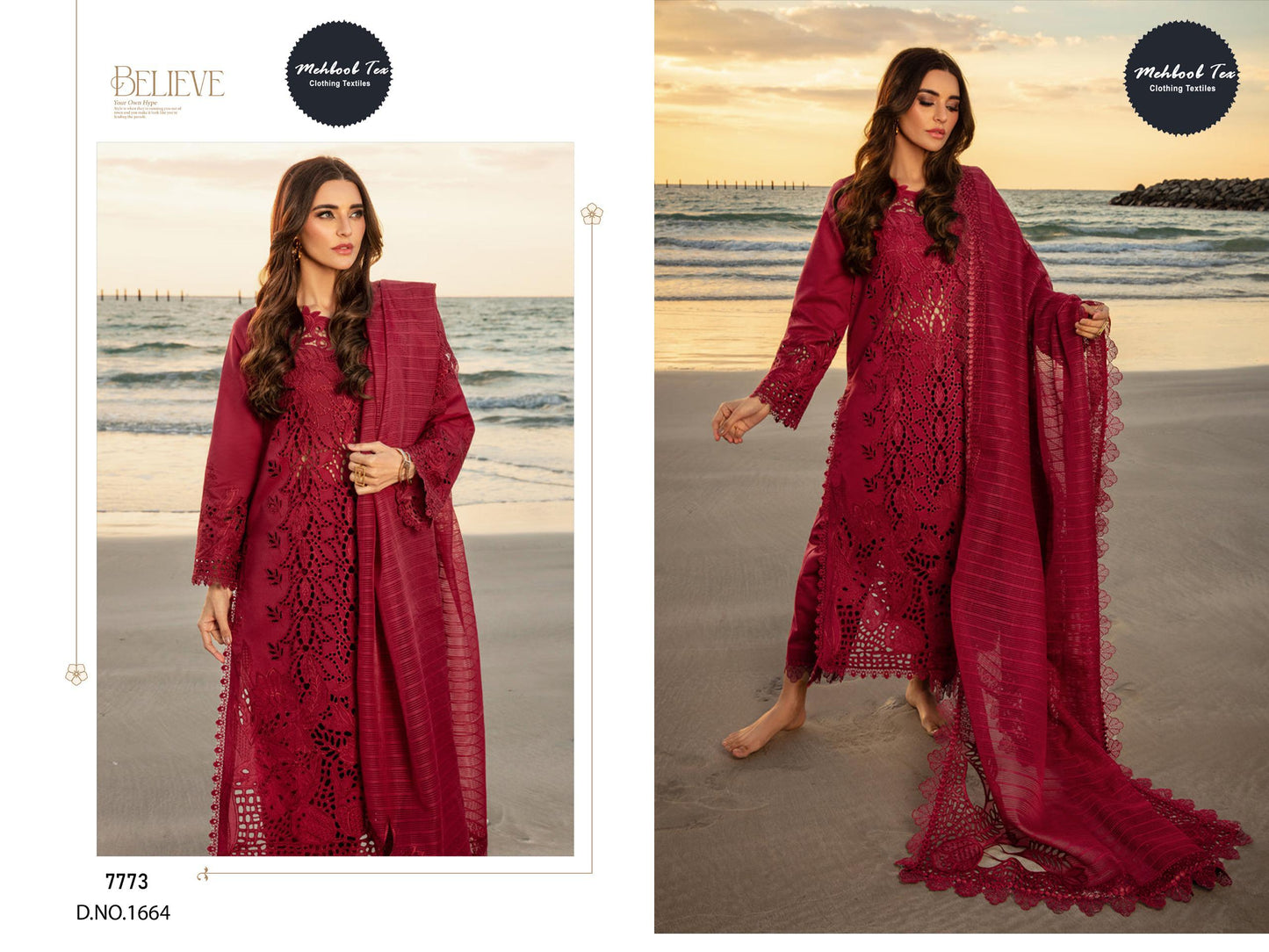 1664 Ombre Lawn Collection 2025 Vol 10 Mehboob Tex Embroidery Pakistani Salwar Suits