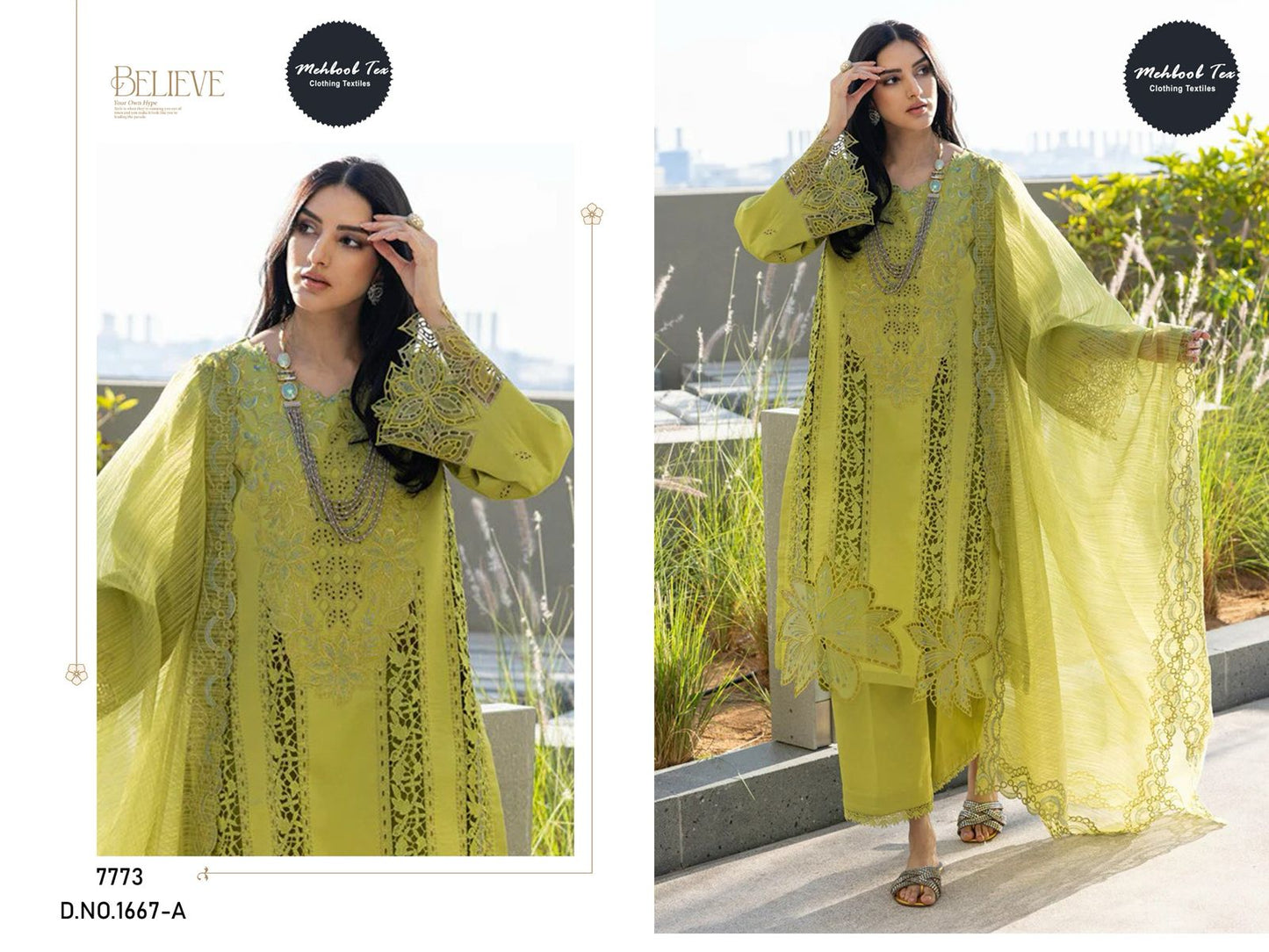 1667-A Mehboob Tex Embroidery Pakistani Salwar Suits