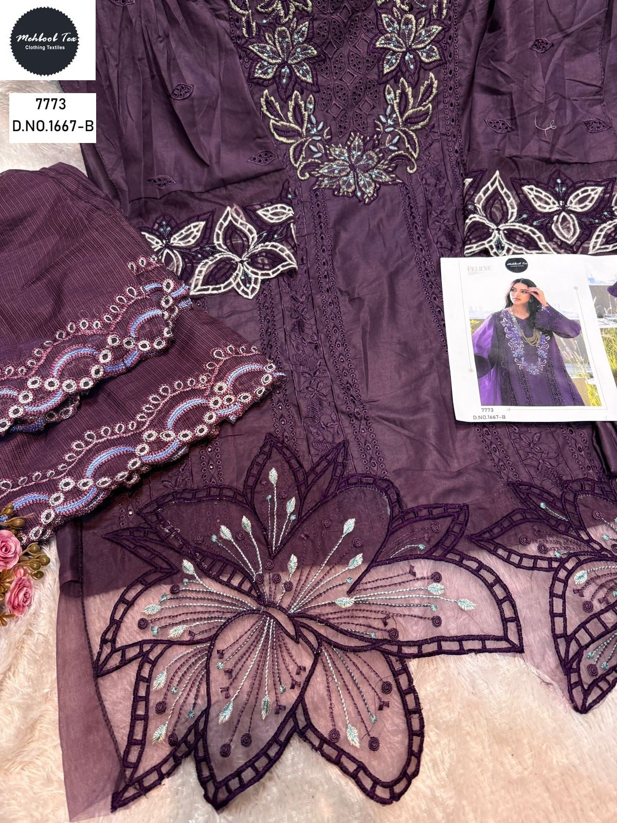 1667-B Mehboob Tex Embroidery Pakistani Salwar Suits