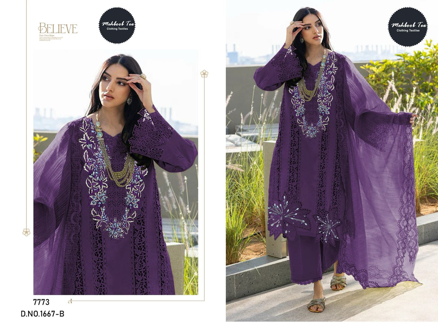 1667-B Mehboob Tex Embroidery Pakistani Salwar Suits