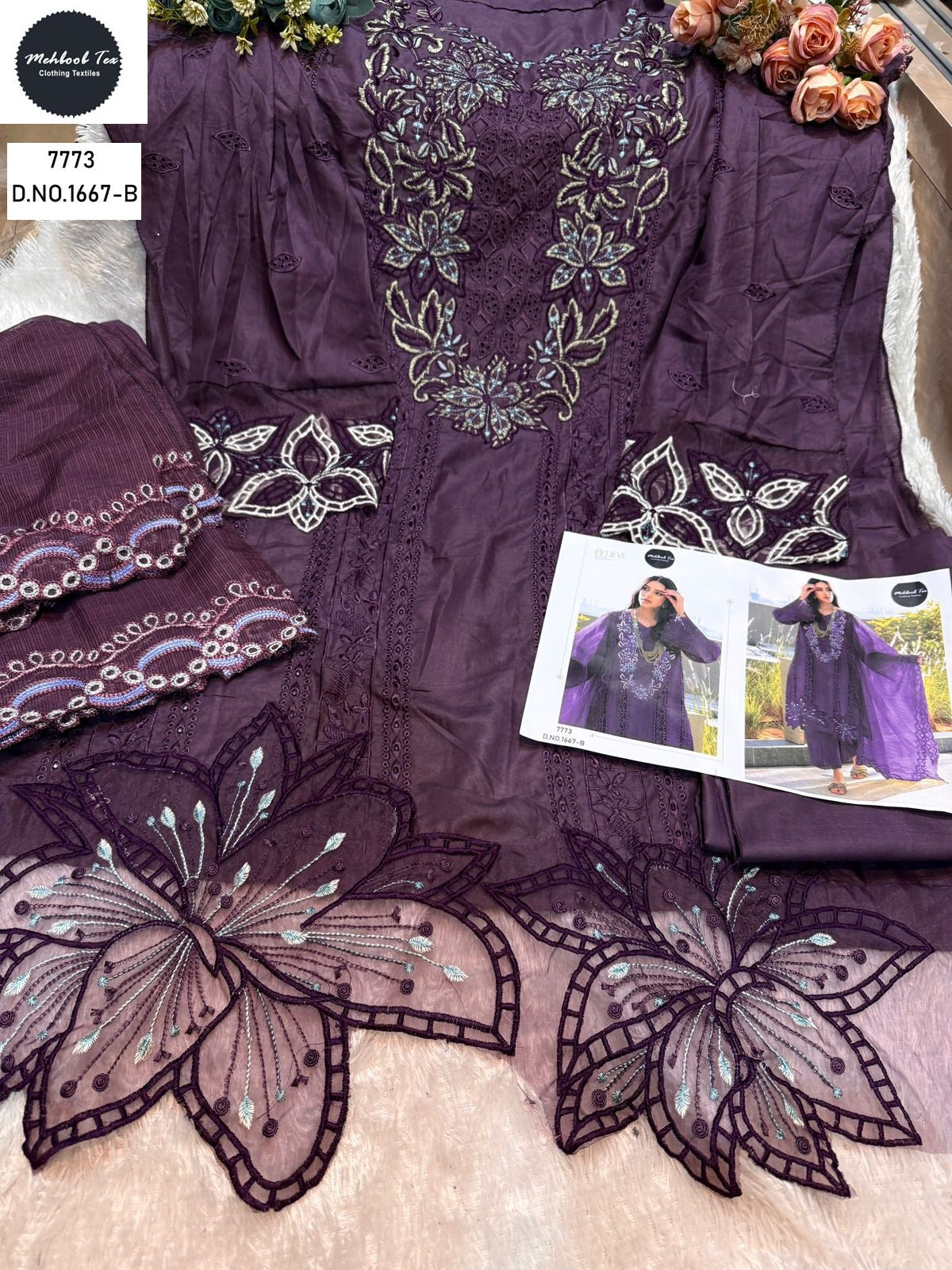 1667-B Mehboob Tex Embroidery Pakistani Salwar Suits