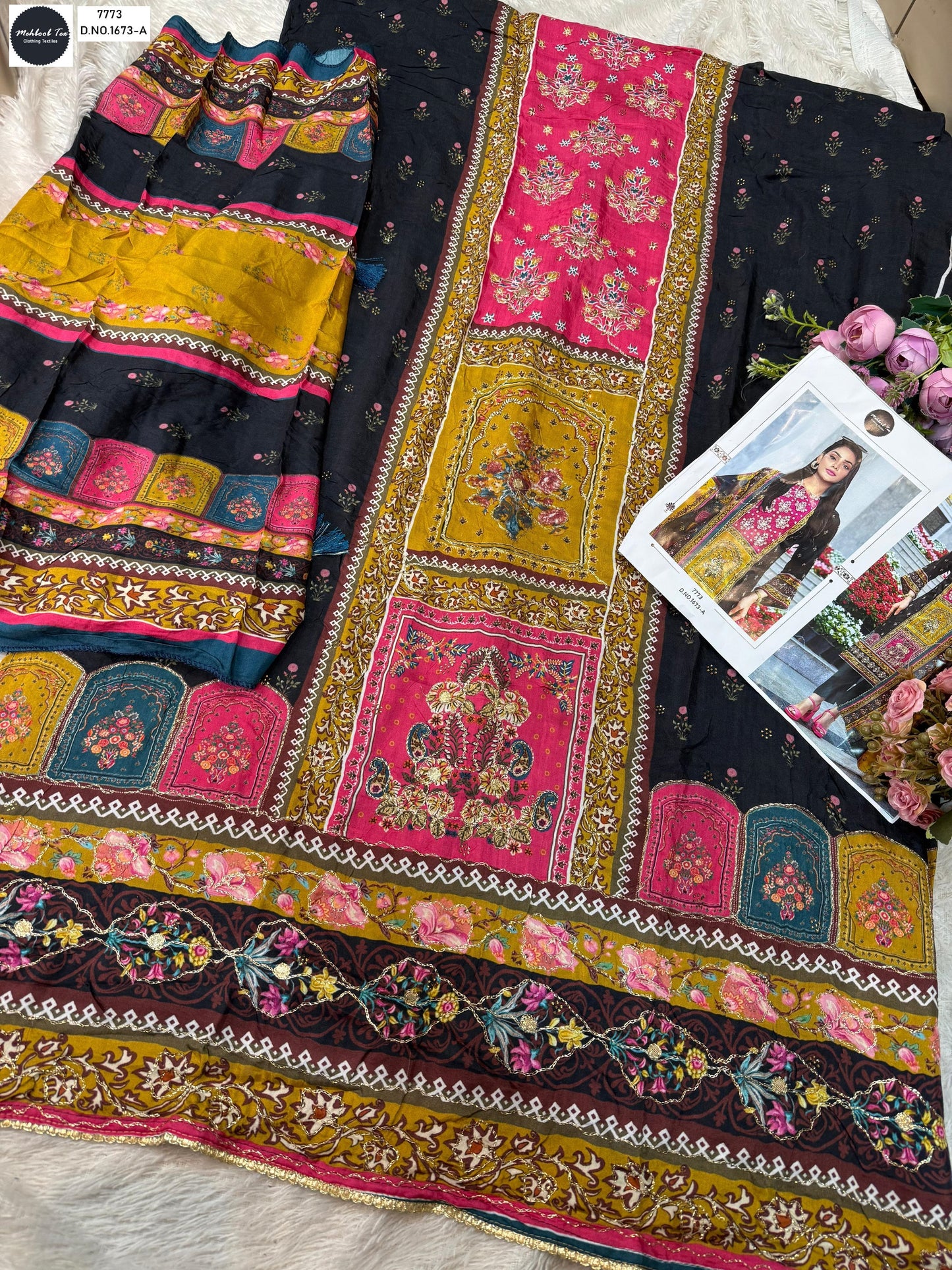 1673-A Mehboob Tex Printed Karachi Unstitched Suits