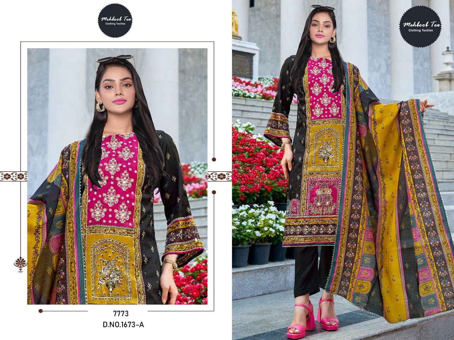 1673-A Mehboob Tex Printed Karachi Unstitched Suits