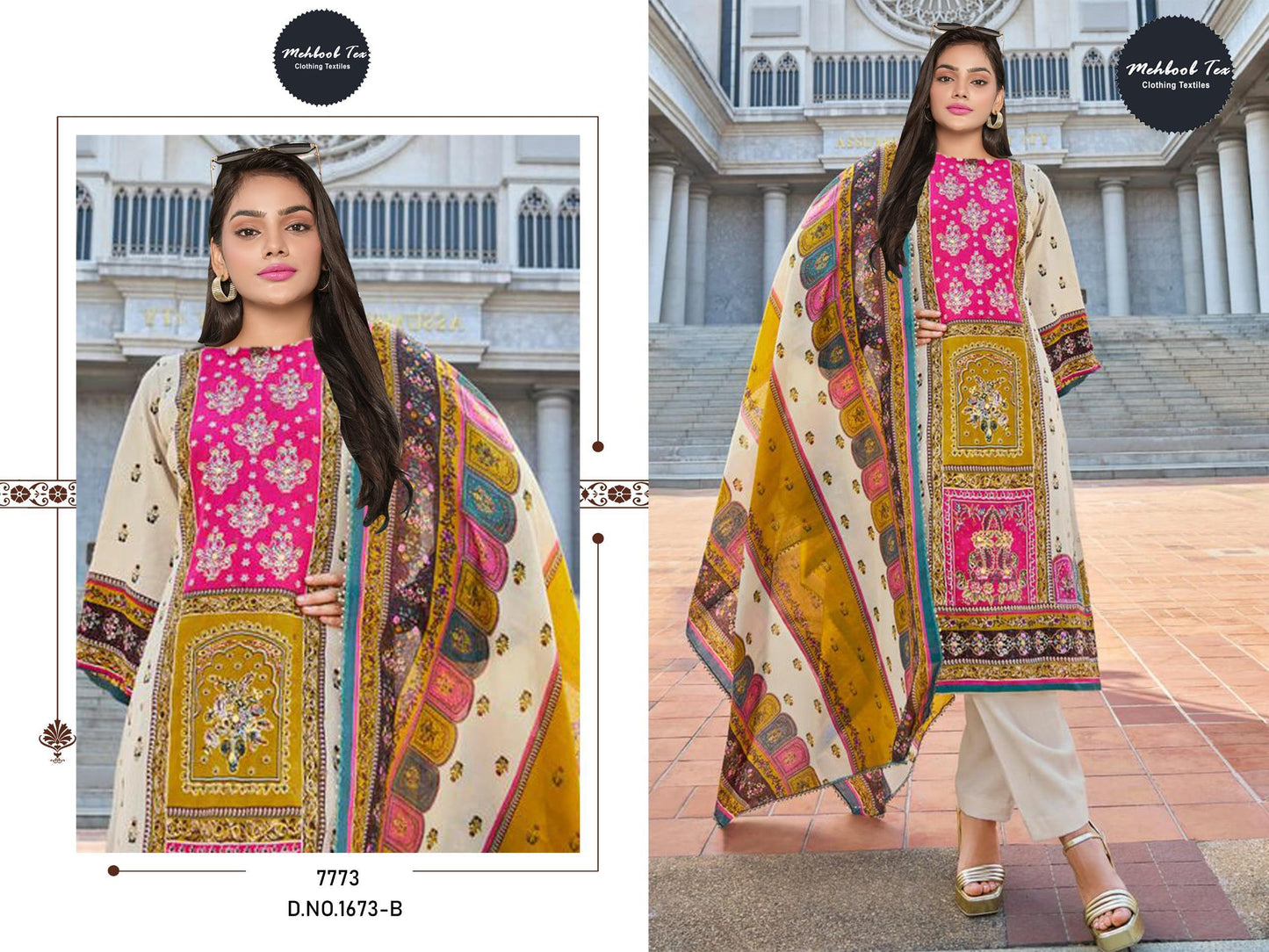 1673-B Mehboob Tex Printed Karachi Unstitched Suits