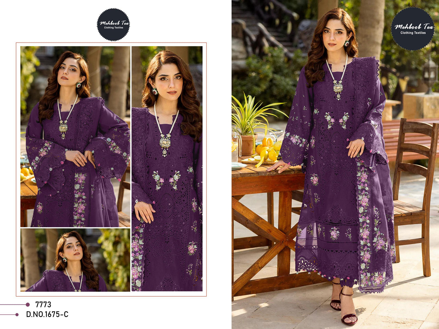 1675-C Mehboob Tex Embroidery Pakistani Salwar Suits