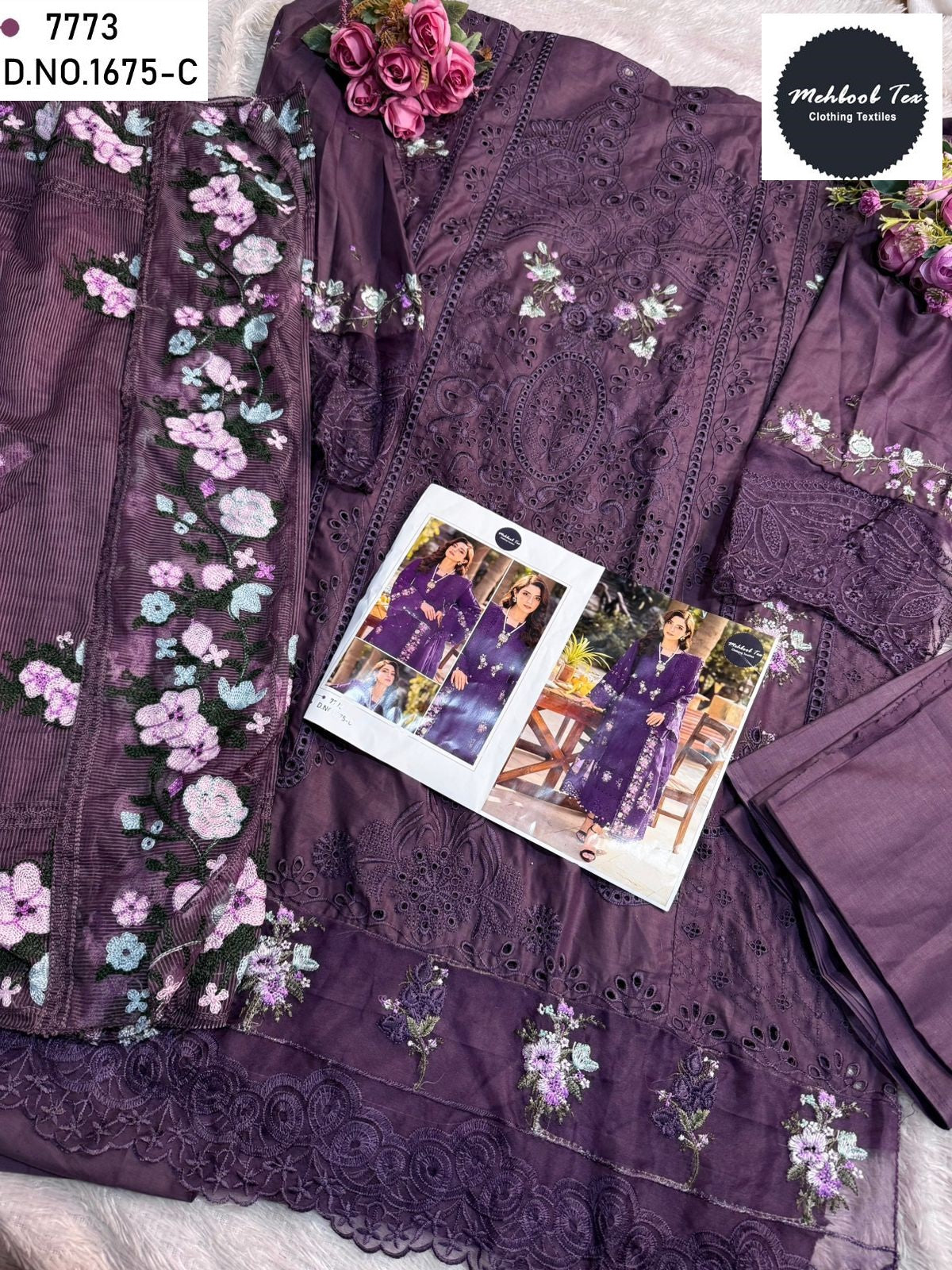 1675-C Mehboob Tex Embroidery Pakistani Salwar Suits