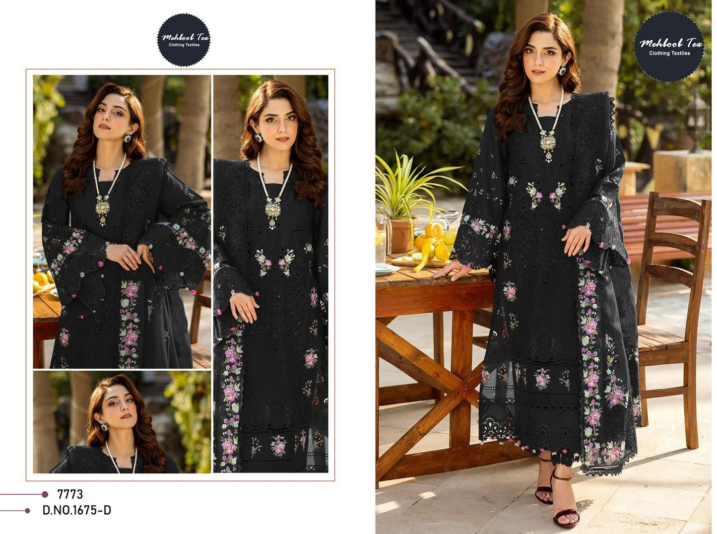 1675-D Mehboob Tex Embroidery Pakistani Salwar Suits