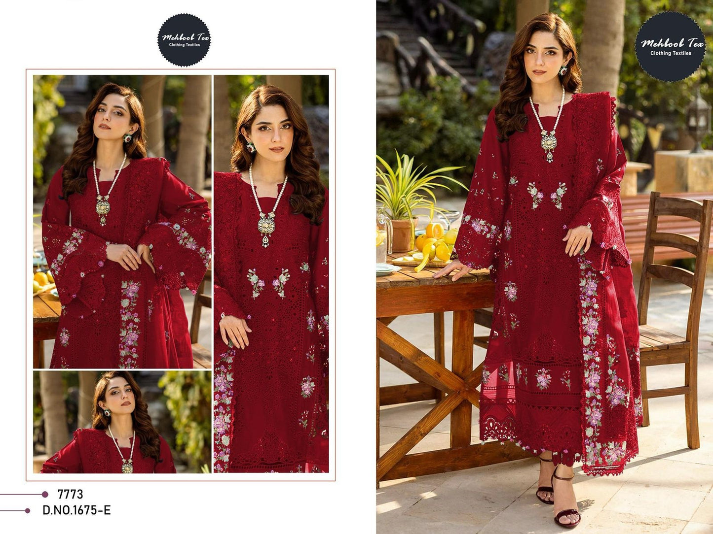 1675-E Mehboob Tex Embroidery Pakistani Salwar Suits