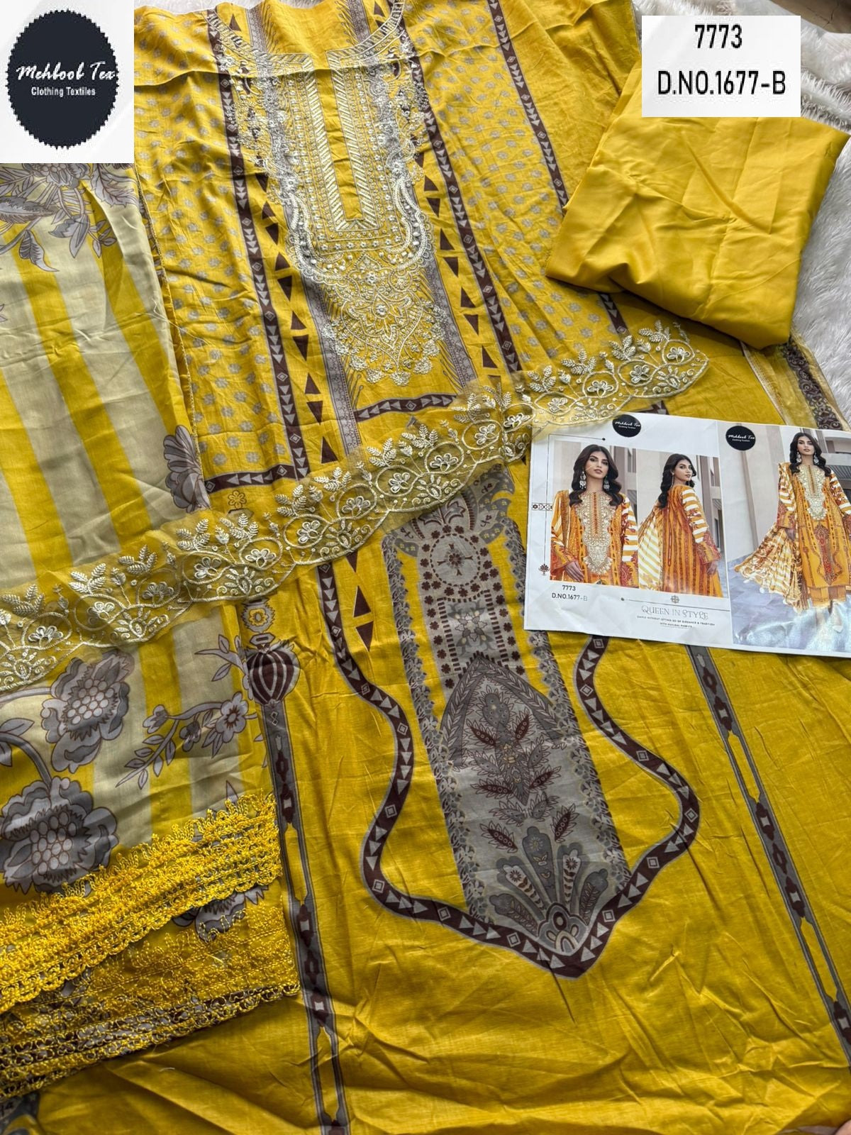 1677-B Mehboob Tex Embroidery Pakistani Patch Suits