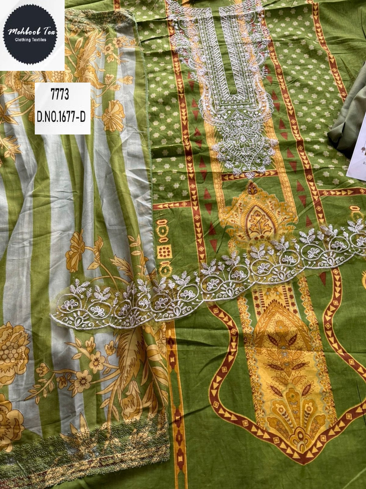 1677-D Mehboob Tex Embroidery Pakistani Patch Suits