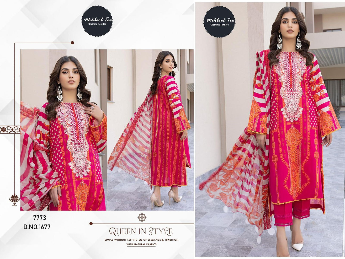 1677 Rani Mehboob Tex Embroidery Pakistani Patch Suits