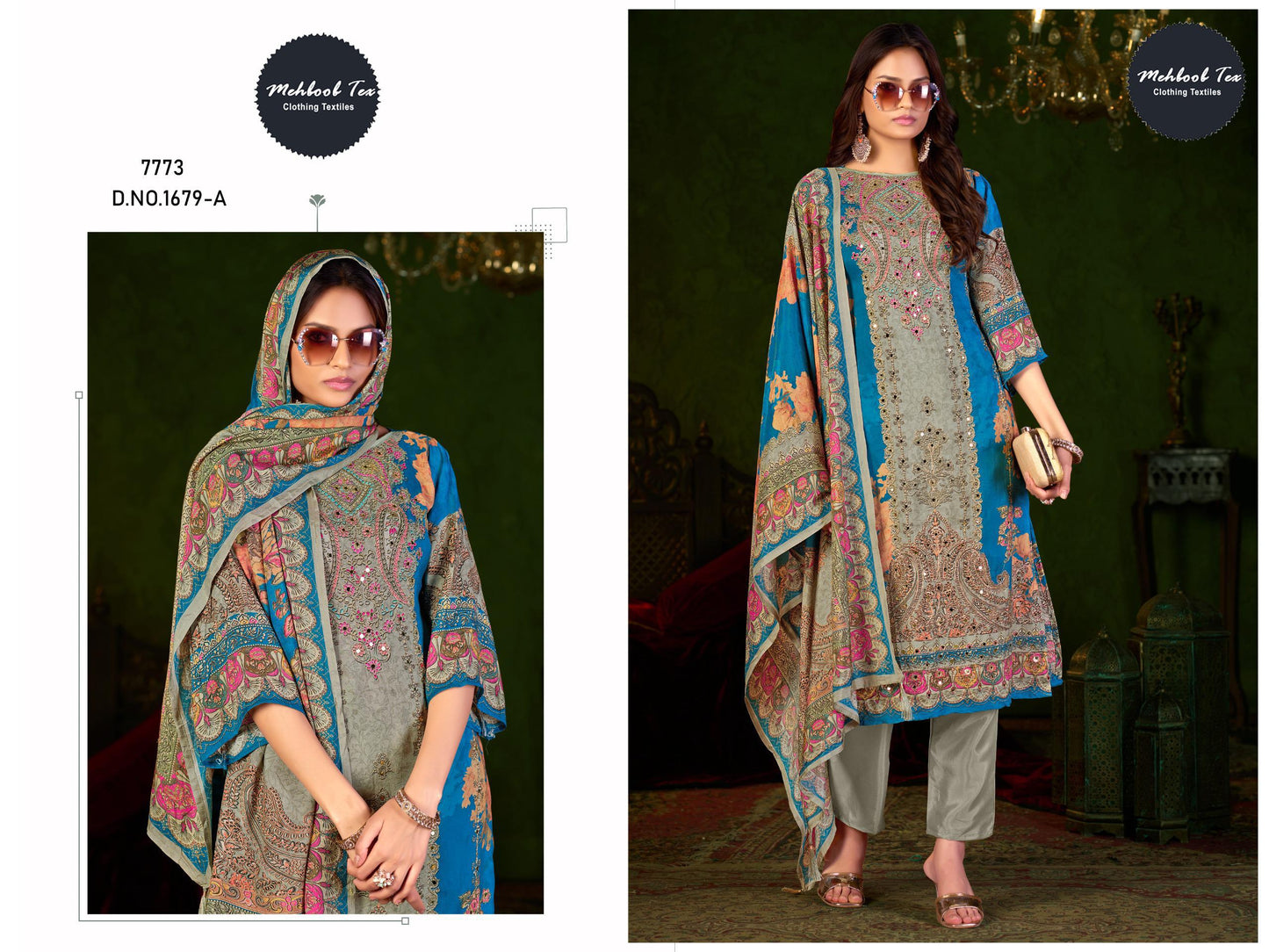 1679-A Mehboob Tex Printed Karachi Unstitched Suits