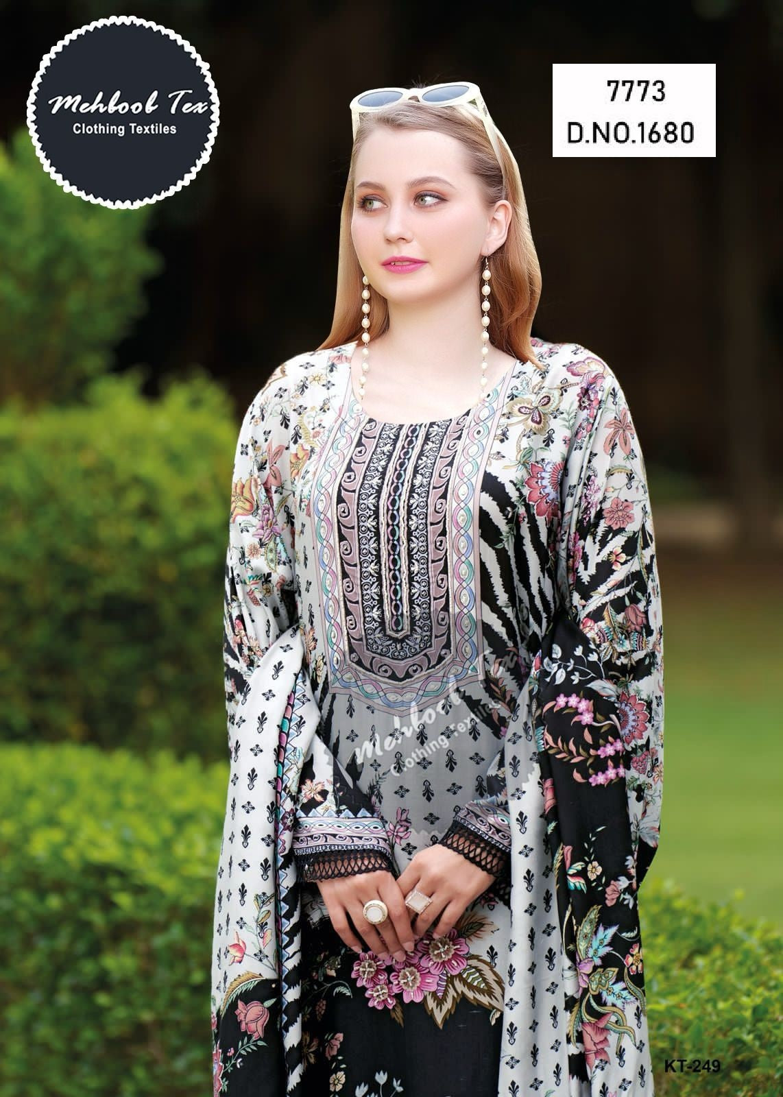 1680 Black Mehboob Tex Printed Karachi Unstitched Suits