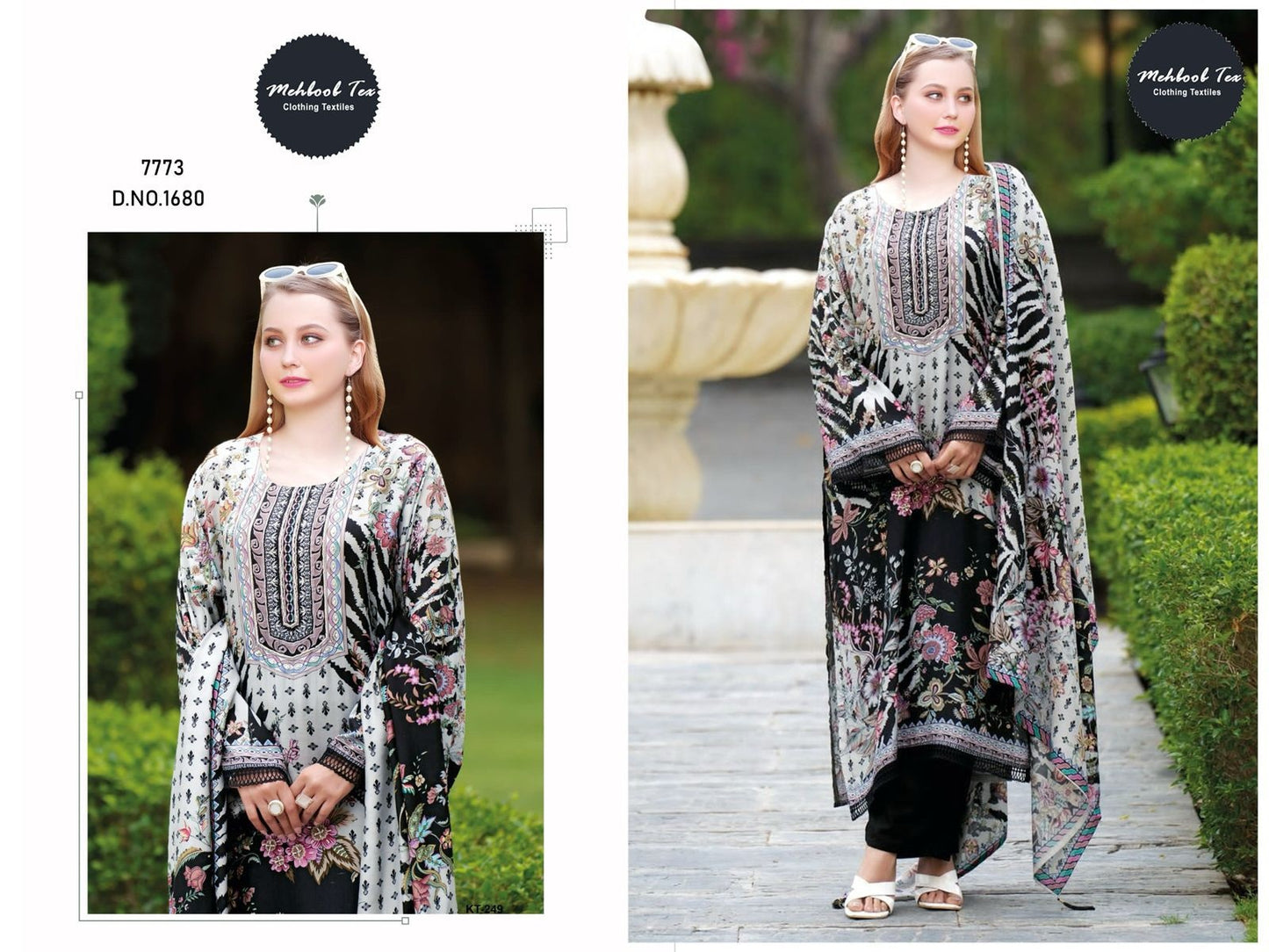 1680 Black Mehboob Tex Printed Karachi Unstitched Suits