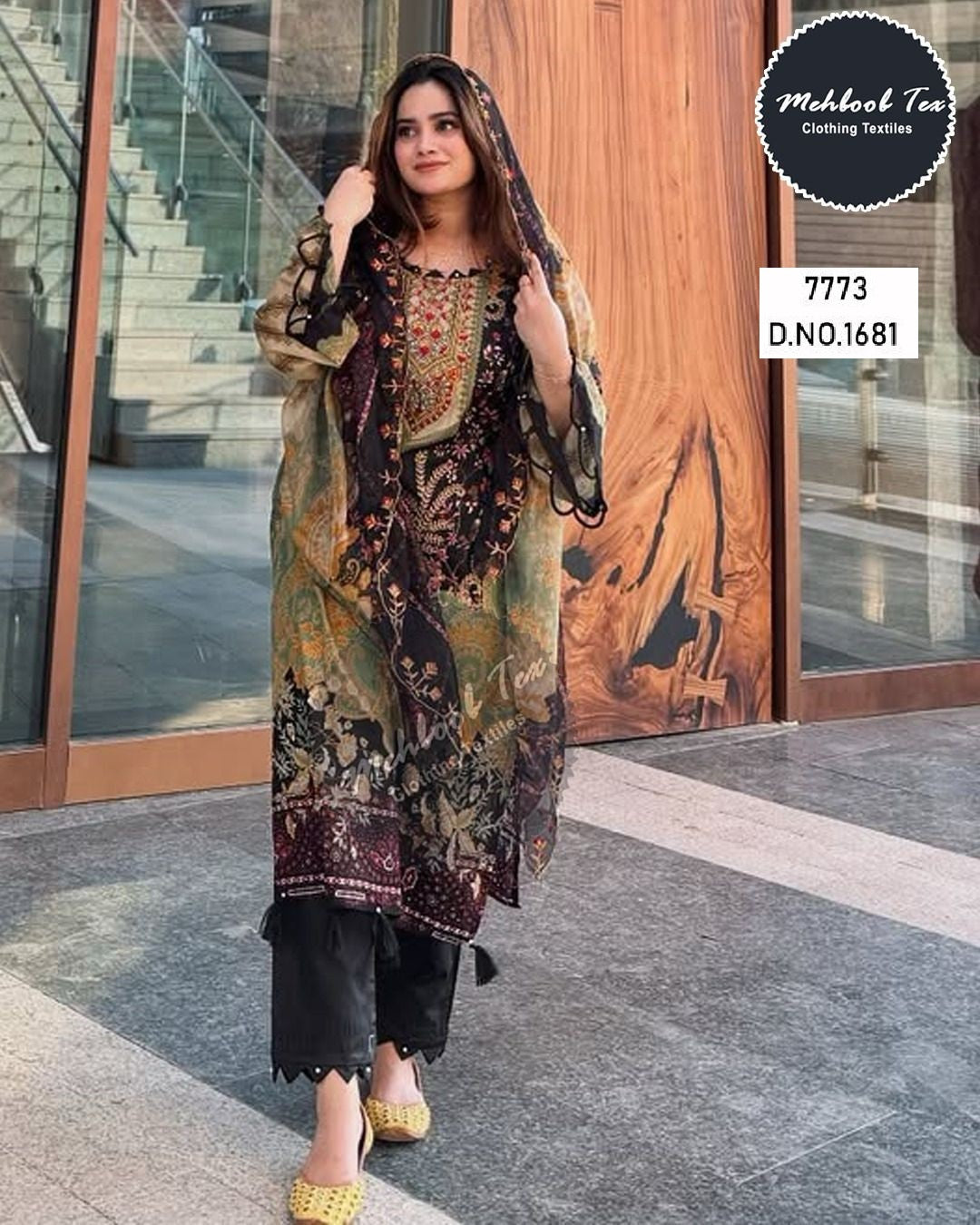 1681 Mehboob Tex Printed Pakistani Patch Suits