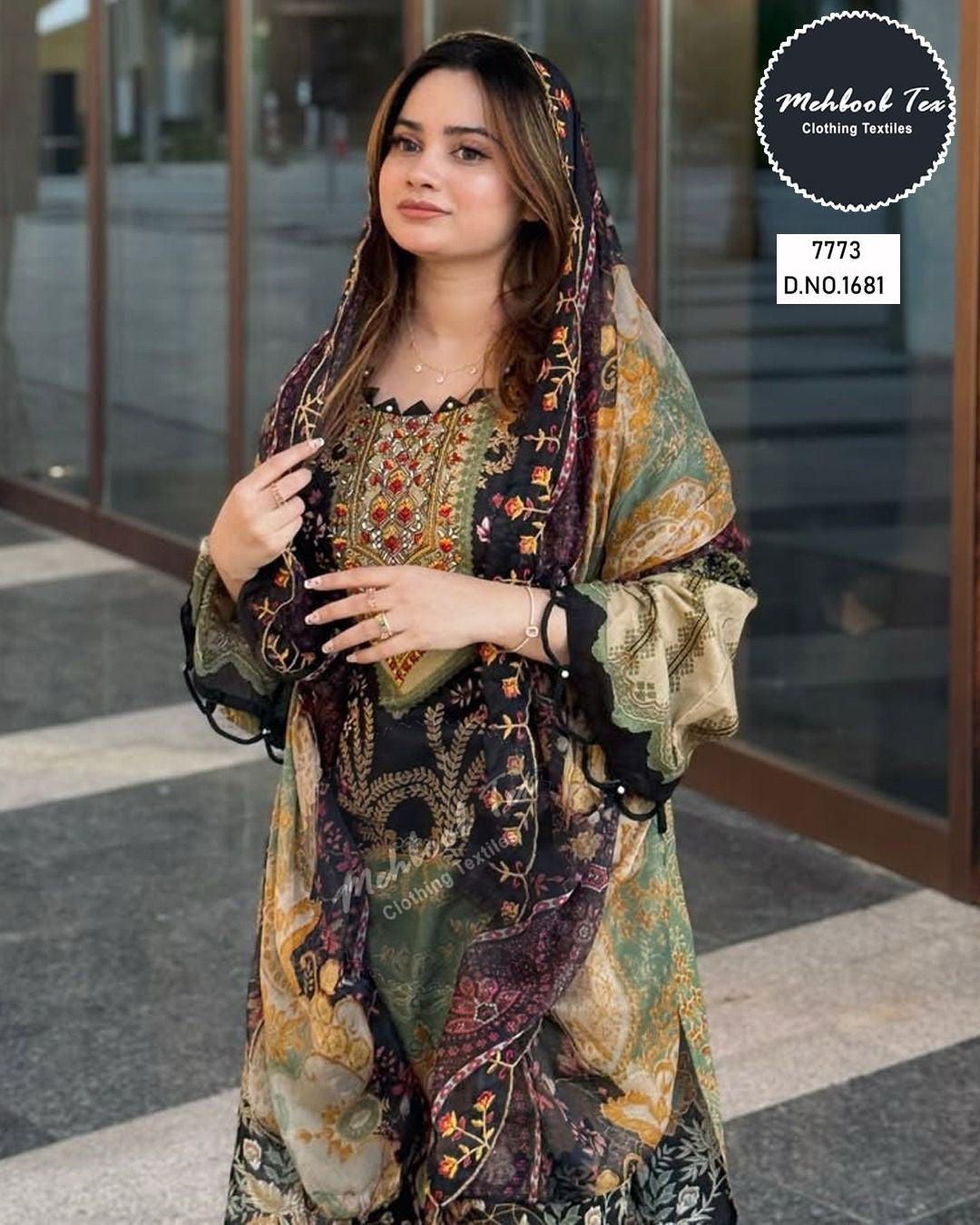 1681 Mehboob Tex Printed Pakistani Patch Suits