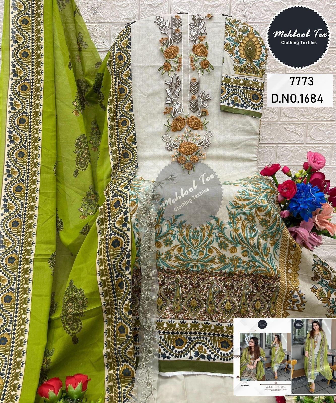 1684 Mehboob Tex Printed Pakistani Patch Suits