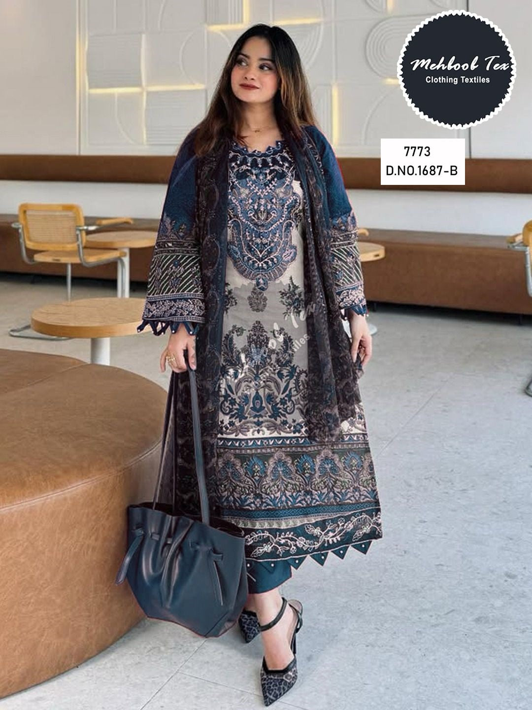 1687-B Mehboob Tex Printed Pakistani Patch Suits