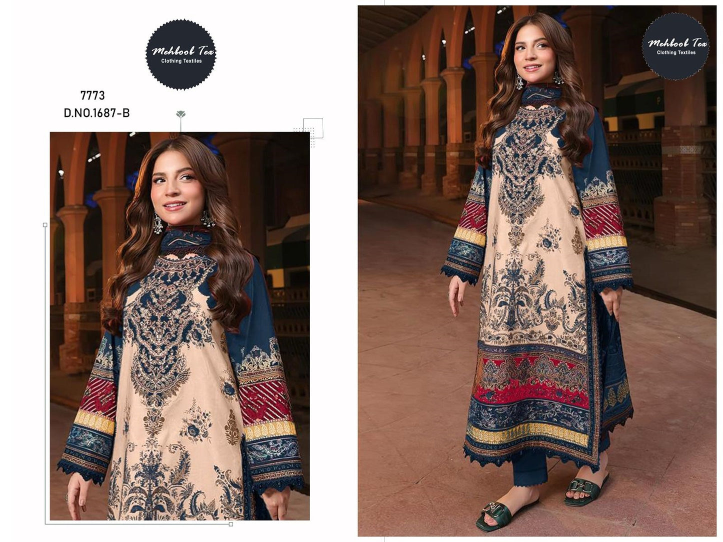 1687-B Mehboob Tex Printed Pakistani Patch Suits
