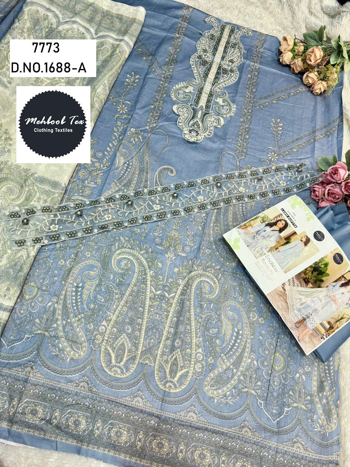 1688-A Mehboob Tex Printed Pakistani Patch Suits