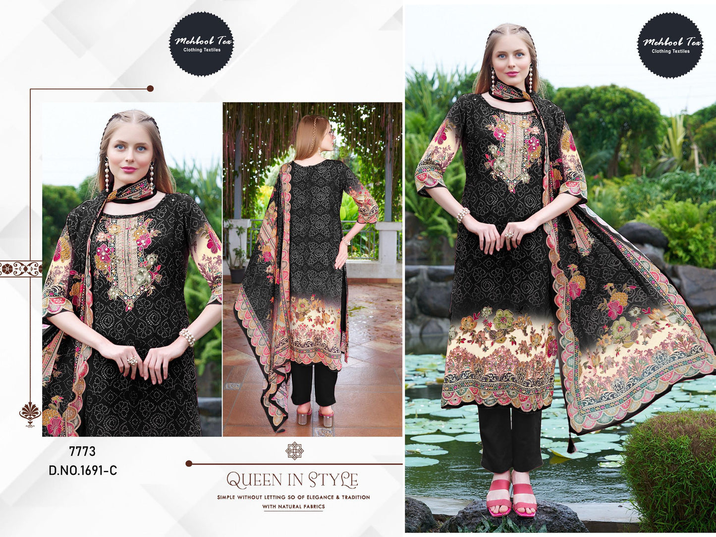 1691-C Mehboob Tex Printed Karachi Unstitched Suits