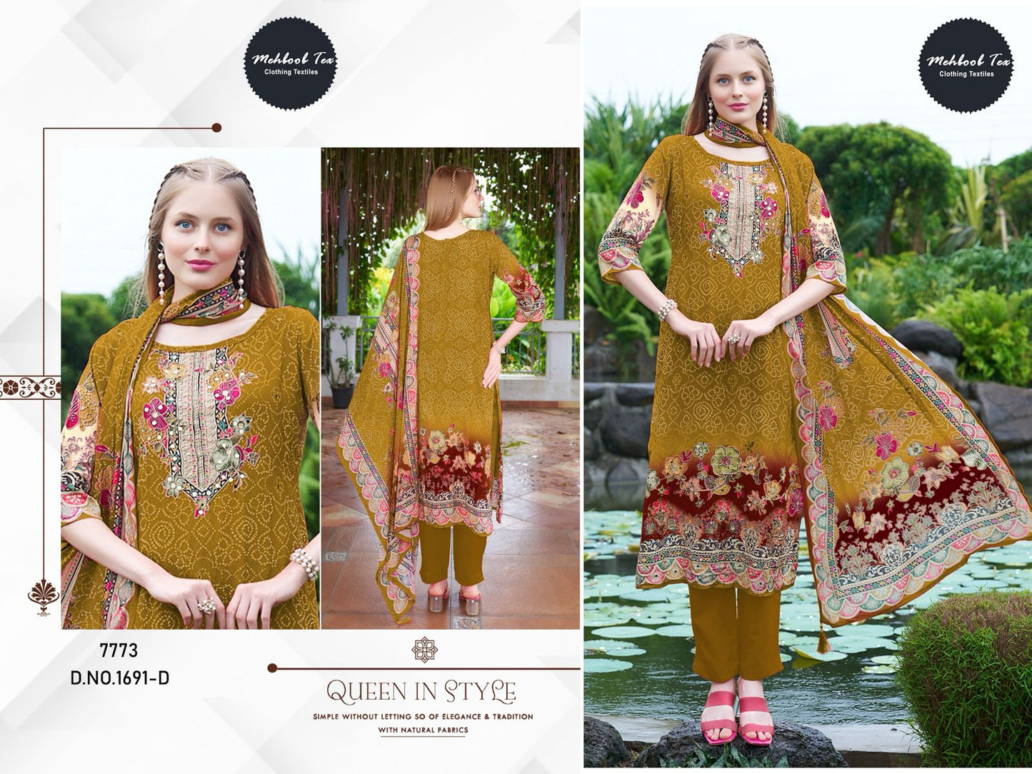 1691-D Mehboob Tex Printed Karachi Unstitched Suits
