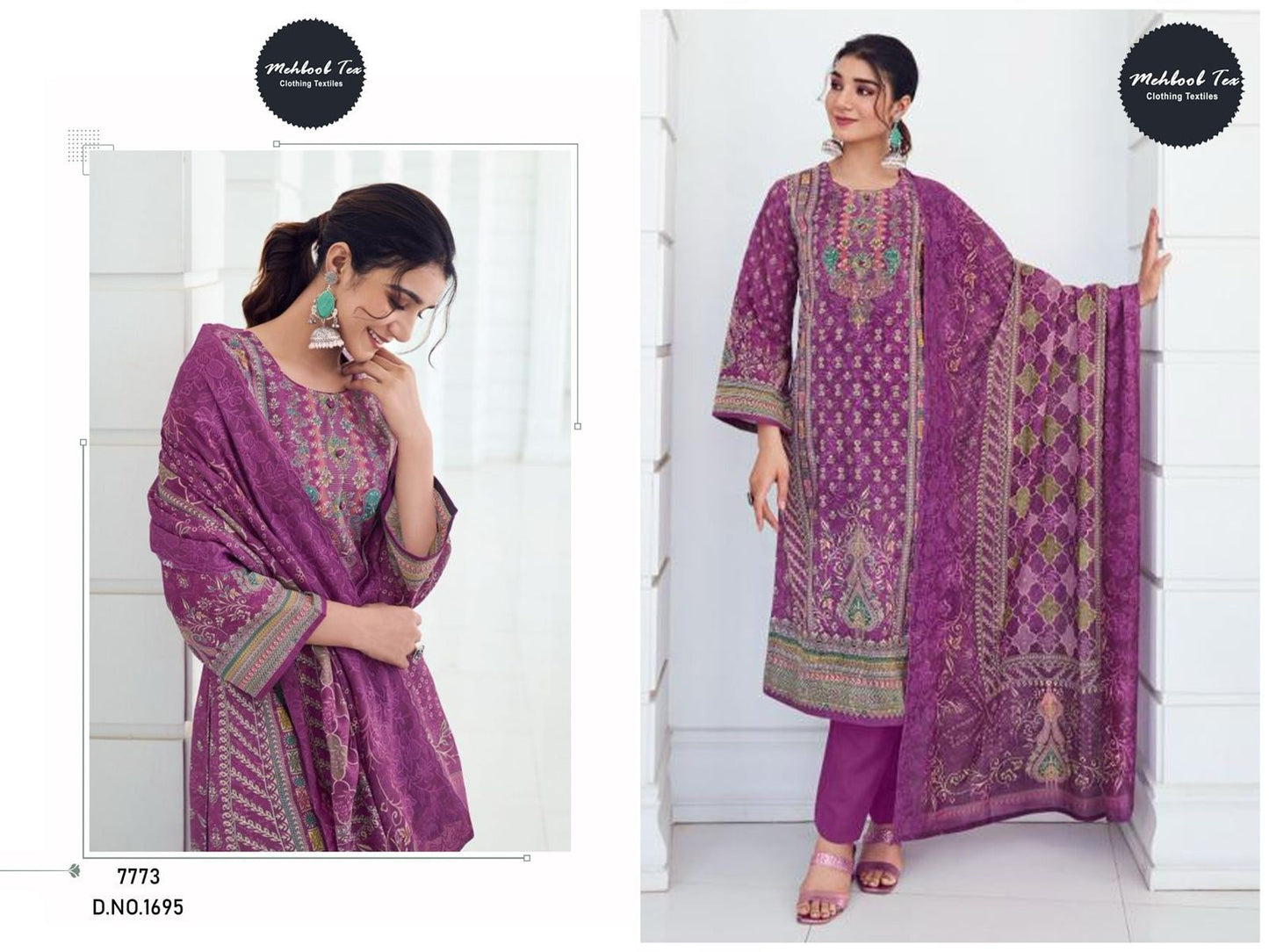 1695 Mehboob Tex Viscose Karachi Unstitched Suits