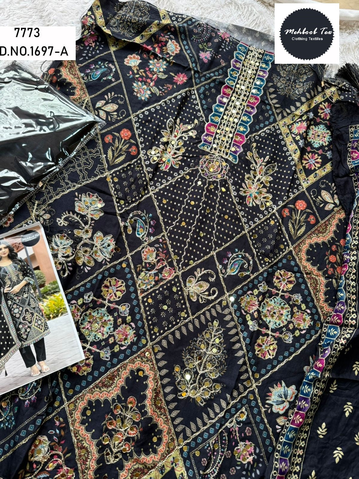 1697-A Mehboob Tex Printed Karachi Unstitched Suits