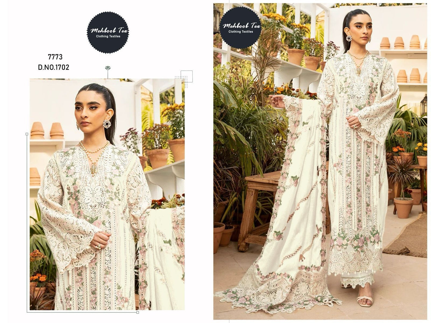 1702 Mehboob Tex Embroidery Pakistani Salwar Suits