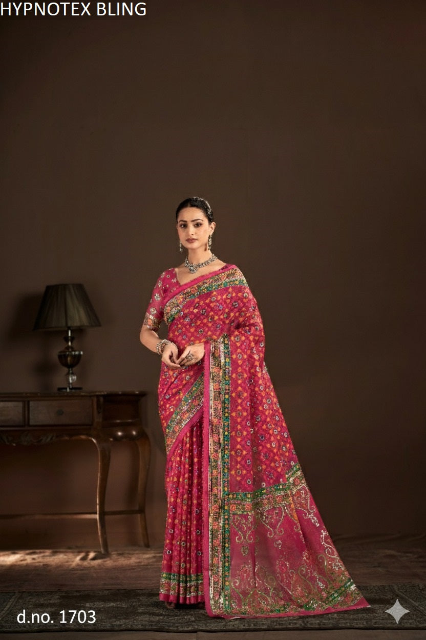 1703 Bling Hypnotex Premium Crepe Silk Sarees