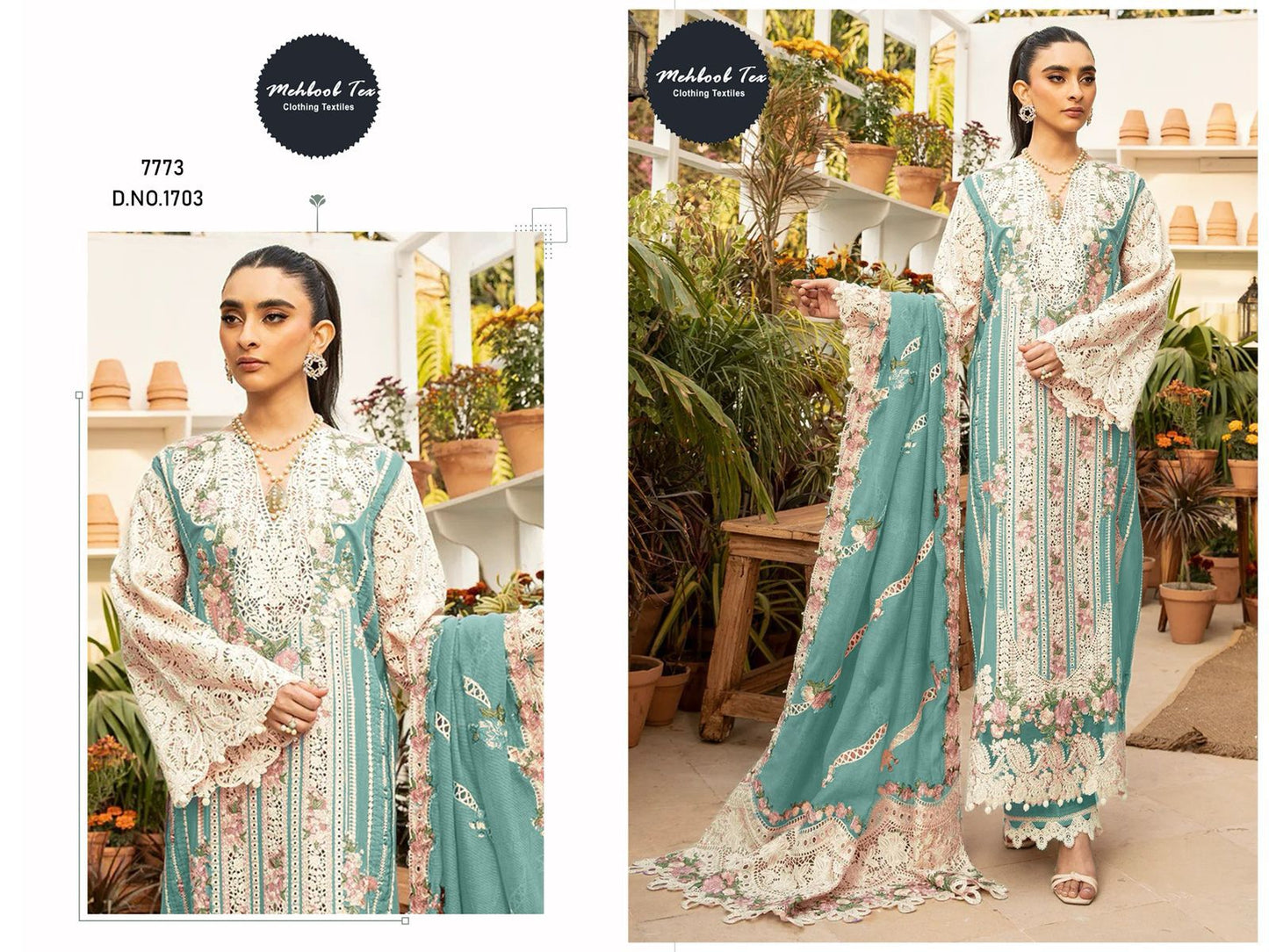 1703 Mehboob Tex Embroidery Pakistani Salwar Suits