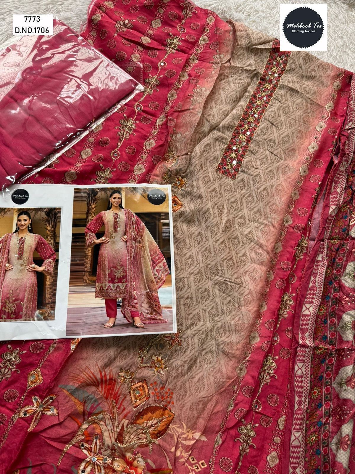 1706 Mehboob Tex Viscose Karachi Unstitched Suits