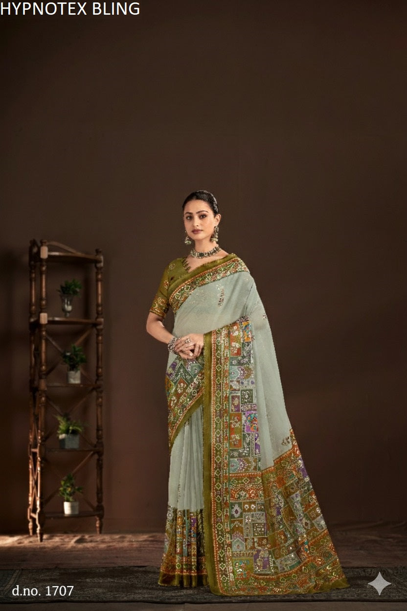 1707 Bling Hypnotex Premium Crepe Silk Sarees
