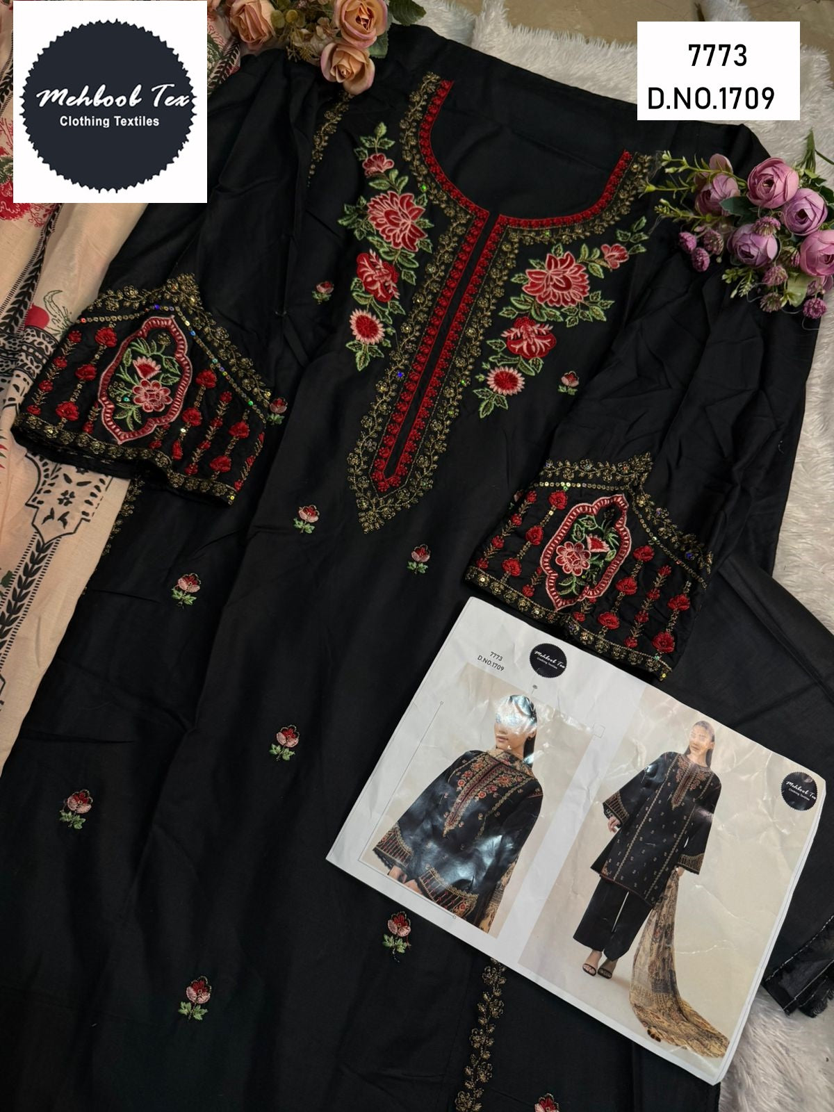 1709 Mehboob Tex Embroidery Pakistani Salwar Suits